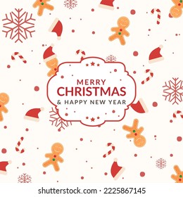 Merry Christmas . Hand drawn gingerbread holiday food element for print, book, postcard, stickers, . Vector illustration.