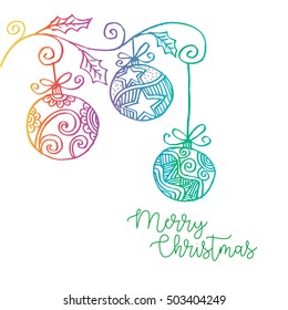 Merry Christmas. Hand drawn inscription for greeting card or invitation. 