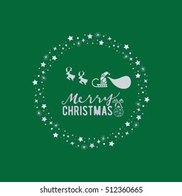 Merry Christmas hand drawn letter with deer , calligraphy text for decoration.