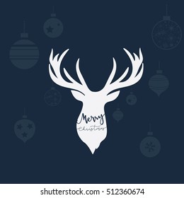 Merry Christmas hand drawn letter with deer , calligraphy text for decoration.