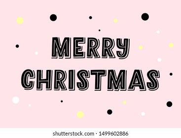 Merry Christmas hand drawn lettering. Good for banner, poster, flyer, greeting card, web design, print design. Vector illustration.