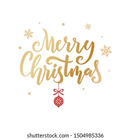 Merry Christmas hand drawn lettering. Happy new year template for design inscription for greeting card, banner or poster.