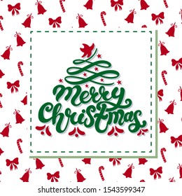 Merry Christmas. Hand drawn lettering. Best for Christmas / New Year greeting cards, invitation templates, posters, banners. Vector illustration