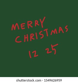 Merry Christmas hand drawn lettering. Seasonal Brush Calligraphy Greeting Card or Banner Template. Vector Illustration.