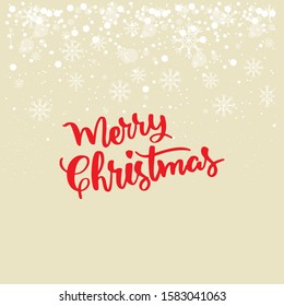 Merry Christmas hand drawn lettering. Xmas calligraphy. Christmas on snow element, Xmas isolated calligraphy. Banner, postcard, poster design element. Vector illustration