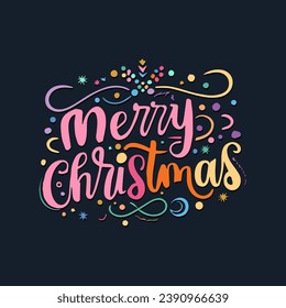 Merry Christmas hand drawn lettering