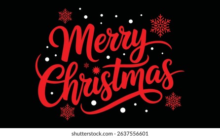 Merry Christmas. Hand drawn lettering text. Vector illustration