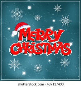 Merry Christmas hand drawn lettering vector illustration.
