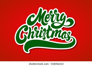 Merry Christmas hand drawn lettering design vector illustration. Isolated letters on background.