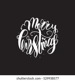 Merry Christmas Hand Drawn Lettering. Happy New Year illustration. 