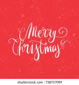 Merry Christmas hand drawn lettering. Brush lettering. Can be used for Christmas cards, t-shirt print, poster, etc. Vector illustration.
