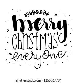 Merry Christmas. Christmas hand drawn modern brush lettering. Christmas lettering typography for holiday greeting card.