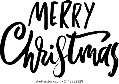 Merry Christmas Hand Drawn Modern Dry Brush Lettering.