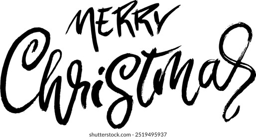 Merry Christmas Hand Drawn Modern Dry Brush Lettering.