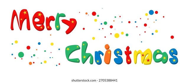 Felices Navidades. Texto dibujado a mano. Ilustración vectorial fondo blanco. Dibujo de los niños del estilo de la historieta.