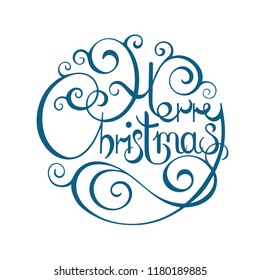 Merry Christmas. Merry Christmas hand drawn vector calligraphy lettering.
Christmas holiday greeting card design.