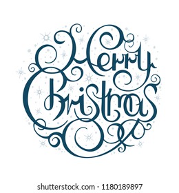 Merry Christmas. Merry Christmas hand drawn vector calligraphy lettering.
Christmas holiday greeting card design.