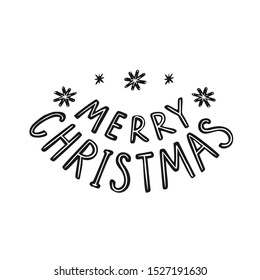 Merry Christmas. Hand drawn vector lettering.