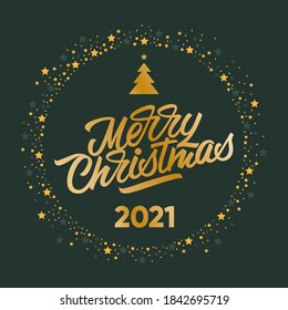 Merry Christmas hand drawn vector lettering. Creative Typography for Holiday Greetings Gift Poster. Modern calligraphy for cards, stickers, t-shirt, print, cover. Lettering for winter holiday design.