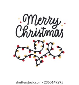 Merry Christmas hand drawn vector lettering. Hand lettered quote.  Christmas design template celebration typography poster, banner or greeting card for Merry Christmas and New Year