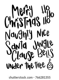 Merry Christmas hand lettered vector typography set collection