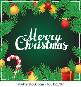 Merry christmas hand lettering caligraphy square postcard