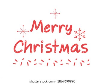 Merry Christmas hand lettering calligraphy with snowflakes isolated on white background vector. 