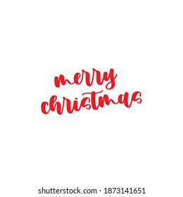 merry christmas hand lettering calligraphy isolated on white background
