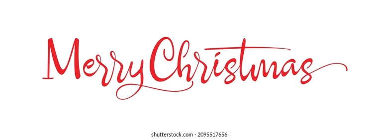 Merry Christmas hand lettering calligraphy isolated on white background. Merry Christmas for holiday greeting gift card. Merry Christmas vector design
