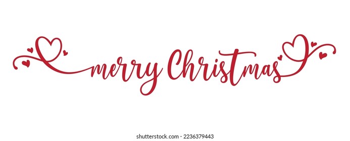 Merry christmas hand lettering calligraphy isolated on white background. Vector holiday illustration element. Merry Christmas script calligraphy