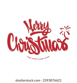 Merry christmas hand lettering calligraphy isolated on white background