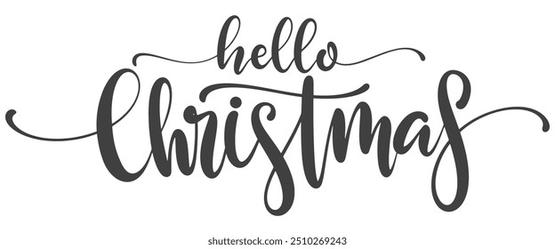 Merry christmas hand lettering calligraphy isolated on white background. Vector holiday illustration element. Merry Christmas script calligraphy