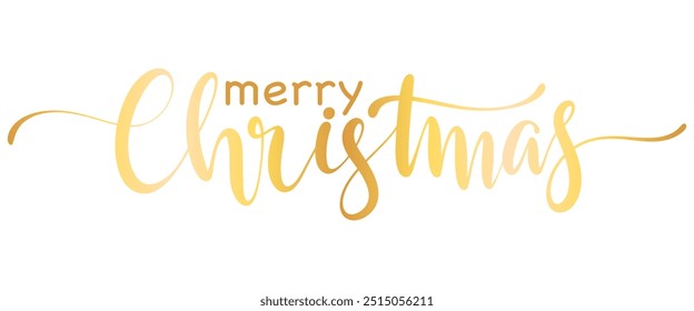 Merry christmas hand lettering calligraphy isolated on white background. Vector holiday illustration element. Merry Christmas script calligraphy