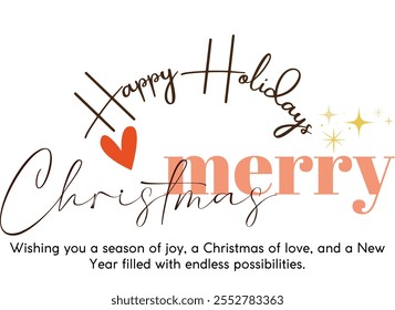 Merry christmas hand lettering calligraphy . Vector holiday illustration element. Merry Christmas script calligraphy