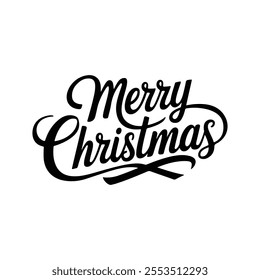 Merry christmas hand lettering calligraphy isolated on white background.