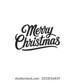 Merry christmas hand lettering calligraphy isolated on white background. 
