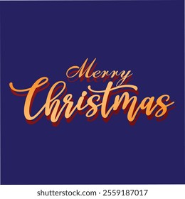 Merry Christmas hand lettering calligraphy isolated on blue background. Vector holiday illustration element. Merry Christmas script calligraphy. eps vector file art design.