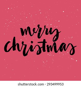  Merry Christmas. Hand lettering. Calligraphy. Greeting card.