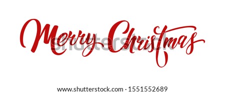 Merry christmas hand lettering calligraphy isolated on white background. Vector holiday illustration element. Merry Christmas script calligraphy 商業照片 © 