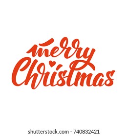 Merry Christmas - hand lettering. Design for greeting card, banners, posters etc. Vector text