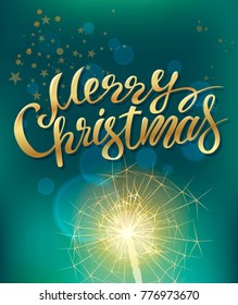 Merry Christmas hand Lettering design. For seasons greetings and winter Sale seasons. Design template celebration. For greeting card or poster. Vector illustration. Eps 10