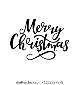 Merry Christmas hand lettering. Greeting card for the New Year holidays