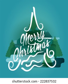 Merry Christmas Hand lettering Greeting Card. Calligraphic. 