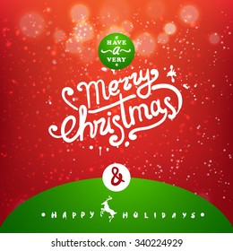 MERRY CHRISTMAS hand lettering greeting card