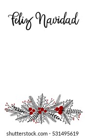 Merry Christmas Hand Lettering Greeting Card. Vector Illustration. Modern Calligraphy.