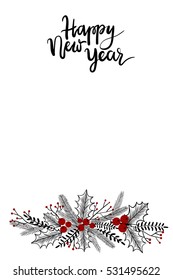 Merry Christmas Hand Lettering Greeting Card. Vector Illustration. Modern Calligraphy.