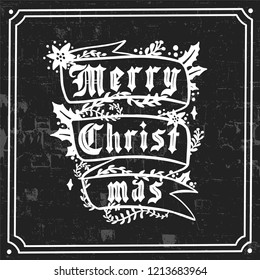 Merry Christmas -  hand lettering grunge desiign inscription vector.