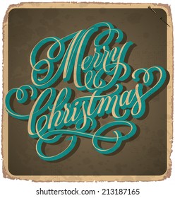 MERRY CHRISTMAS hand lettering -- handmade calligraphy, grunge effect in separate layer, vector (eps10)