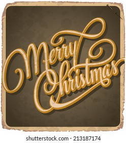 MERRY CHRISTMAS hand lettering -- handmade calligraphy, grunge effect in separate layer, vector (eps10)