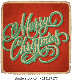 MERRY CHRISTMAS hand lettering -- handmade calligraphy, grunge effect in separate layer, vector (eps10)
